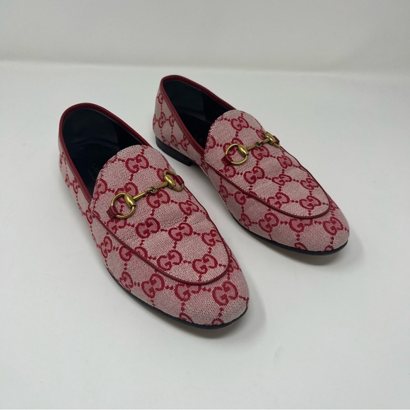 GUCCI JORDAAN CANVAS GG MONOGRAM HORSEBIT LOAFERS IN RED SIZE 37 - Picture 7 of 15